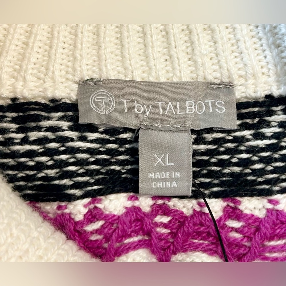TALBOTS Thermolite® Modern Fair Isle Snap Front Sweater Jacket NWT Sz XL - Picture 10 of 12